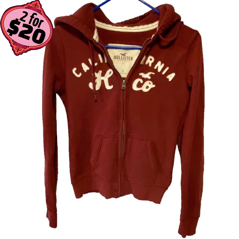 🎉 2/$20 Hollister Classic California Zipper Hoodie Zip Up Hood Sweater